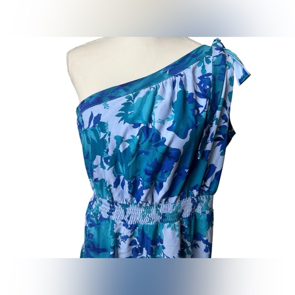 PRETTYGARDEN one shoulder floral Elastic waist Tiered Ruffle Flowy Mini dress - Picture 4 of 7